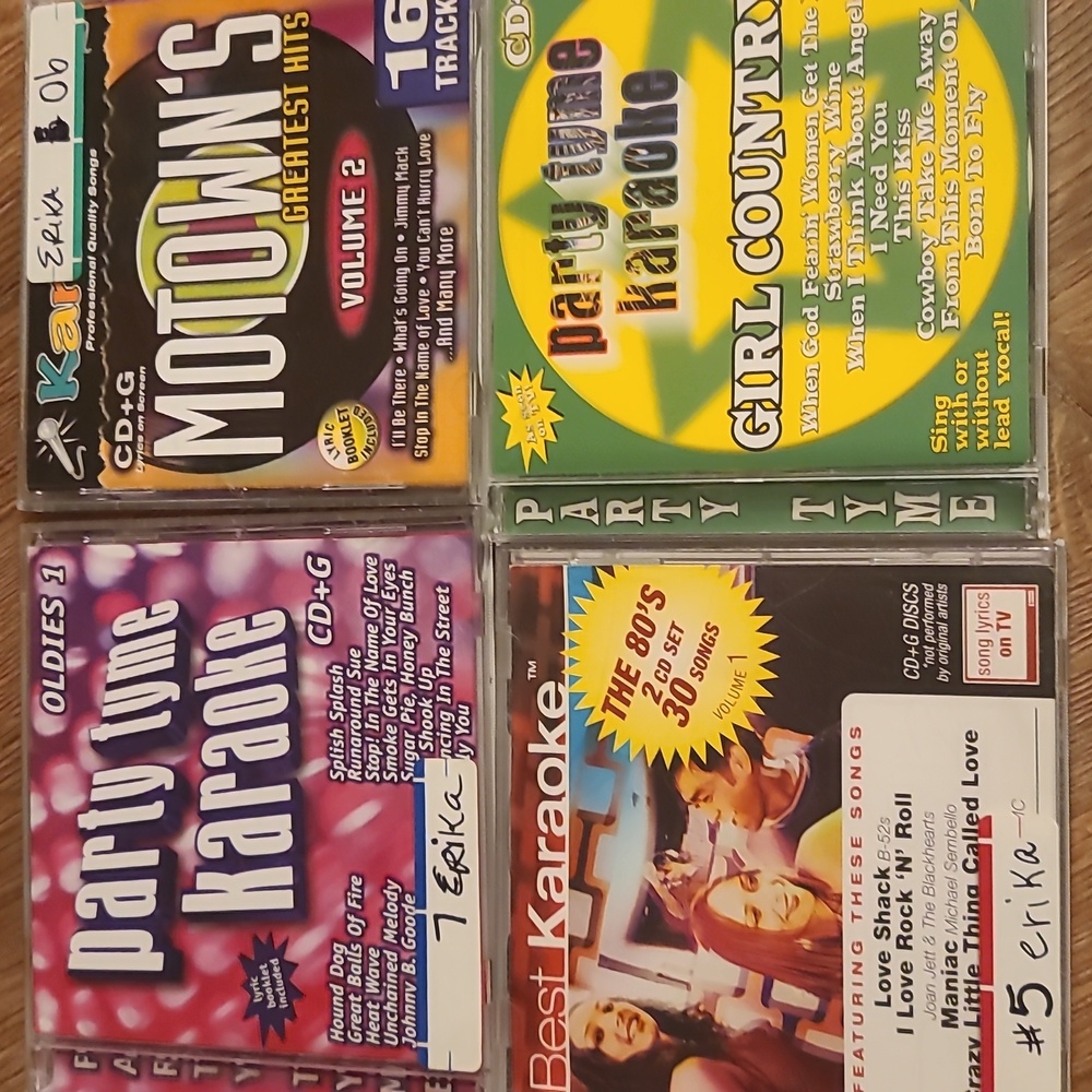Karaoke cd's, 17 total.    70's 80' 90's rock country, Elvis and more